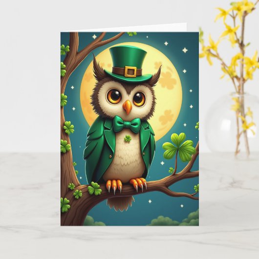 Lucky Owl Festive Fun Card カード (黄色い花)