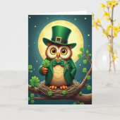 Lucky Owl Festive Green Card カード (黄色い花)