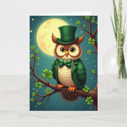 Lucky Owl Moonlit Scene Card カード (正面)