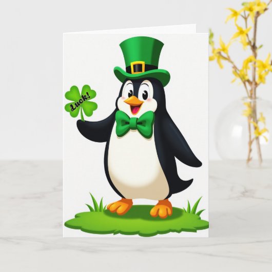 Lucky Penguin Fun Time Card カード (黄色い花)