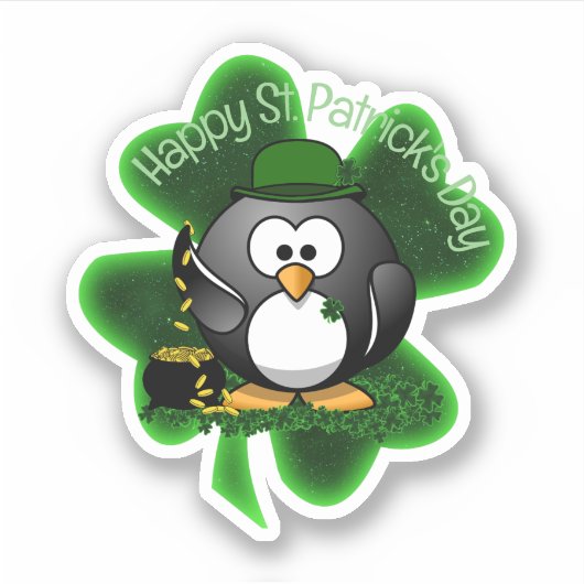 Lucky Penguin St. Patrick's Day シール (正面)