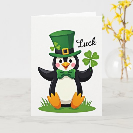 Lucky Penguin St Patricks Day Card カード (黄色い花)