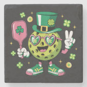 Lucky Pickleball Hat Irish Shamrock ストーンコースター (正面)
