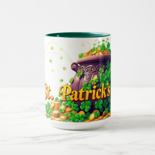 Lucky Pot of Gold Centered Shamrock Illustration マグカップ (中央)
