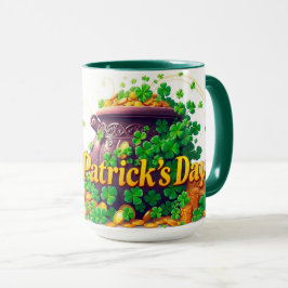 Lucky Pot of Gold Centered Shamrock Illustration マグカップ