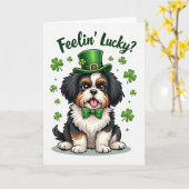 Lucky Puppy Clover Pattern Card カード (黄色い花)