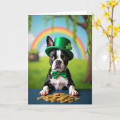 Lucky Puppy Shamrock Card カード (黄色い花)