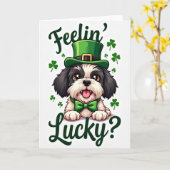 Lucky Puppy St Patricks Day Card カード (黄色い花)