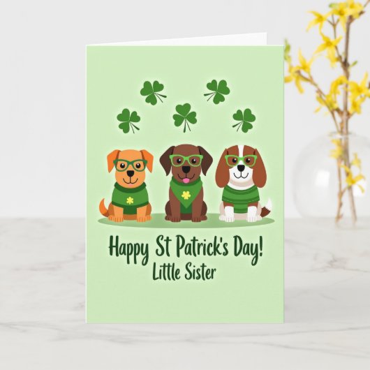 Lucky Pups Happy St Patricks Card カード (黄色い花)