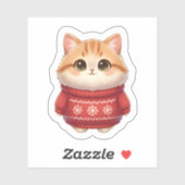 Lucky Red Sweater Cat – Your Cozy Wealth-Attractin シール (シート)
