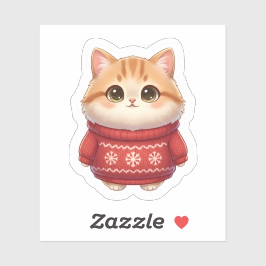 Lucky Red Sweater Cat – Your Cozy Wealth-Attractin シール (シート)