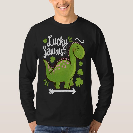 Lucky Saurus Dinosaur Dino St Patricks Day Toddler Tシャツ (正面)