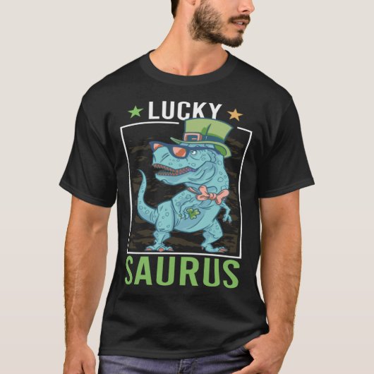 Lucky Saurus Irish Rex Dinosaur  St Patrick s Day  Tシャツ (正面)