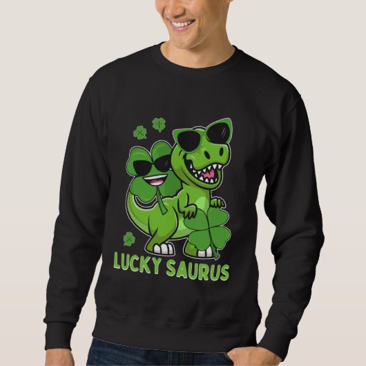 Lucky Saurus Rex Tyrannosaurus ST PATRICK S DAY Ir スウェットシャツ (正面)