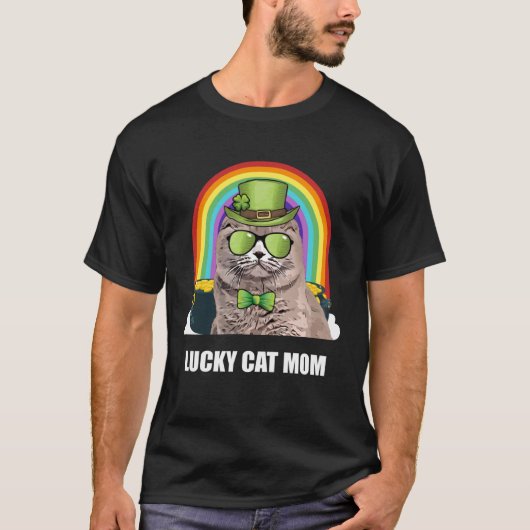 Lucky Scottish Fold Cat Mom St Patricks Day Tシャツ (正面)