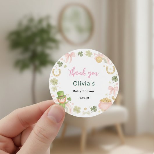 Lucky Shamrock Baby Shower Thank You Favor Sticker ラウンドシール