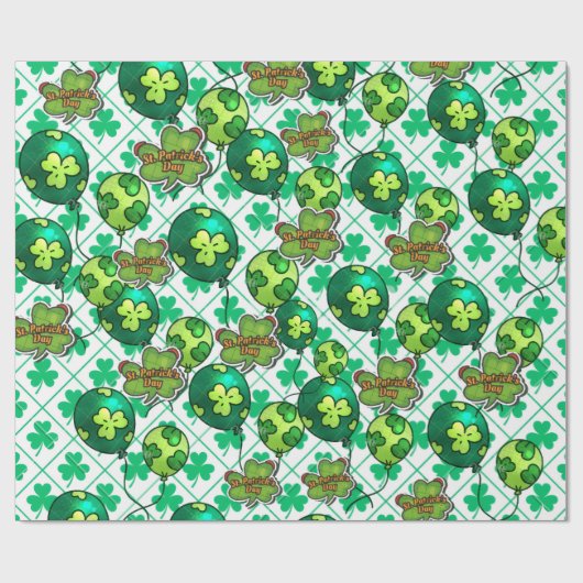 Lucky Shamrock Balloon St. Patrick’s Day Design 🍀 ラッピングペーパー (フラット)