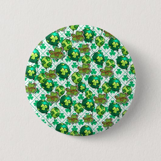 Lucky Shamrock Balloon St. Patrick’s Day Design 🍀 缶バッジ (正面)