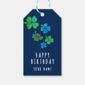 Lucky Shamrock Clover Happy Birthday ギフトタグ (裏面)