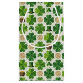 Lucky Shamrock Gold Pot Watercolor Pattern スモールペーパーバッグ (裏面)