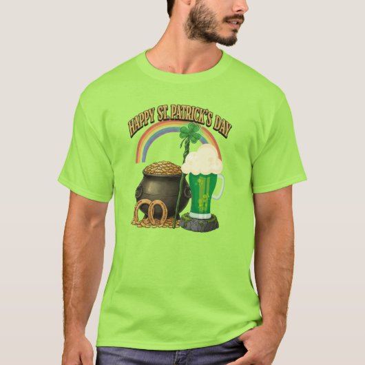 Lucky Shamrock Horseshoe Irish Pride T-Shirt Tシャツ (正面)