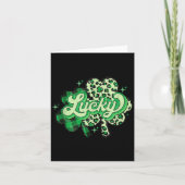 Lucky Shamrock Leopard,checkered Patricks Day Funn カード (正面)