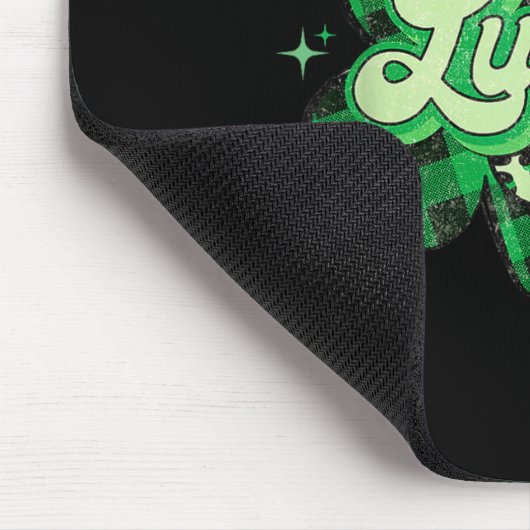 Lucky Shamrock Leopard,checkered Patricks Day Funn マウスパッド (コーナー)