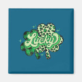Lucky Shamrock Leopard,checkered Patricks Day Funn マグネット (正面)