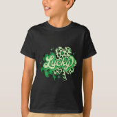 Lucky Shamrock Leopard,checkered Patricks Day Funn Tシャツ (正面)
