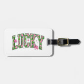 Lucky Shamrock Lettering Design ラゲッジタグ (正面横)