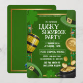 Lucky Shamrock Party St. Paddy's Day Customizable 招待状 (正面/裏面)