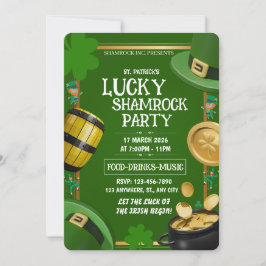 Lucky Shamrock Party St. Paddy's Day Customizable 招待状