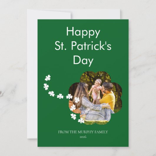 Lucky Shamrock Shape Photo St. Patricks Day Family シーズンカード (正面)