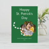 Lucky Shamrock Shape Photo St. Patricks Day Family シーズンカード (スタンド正面)