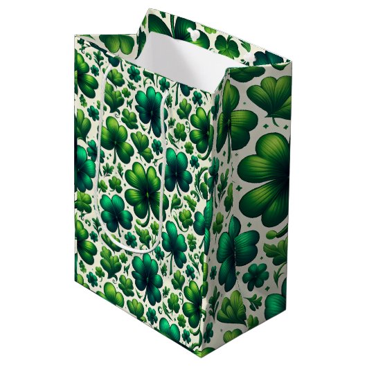Lucky Shamrock St. Patrick’s Day Gift Bag ミディアムペーパーバッグ (正面アングル)