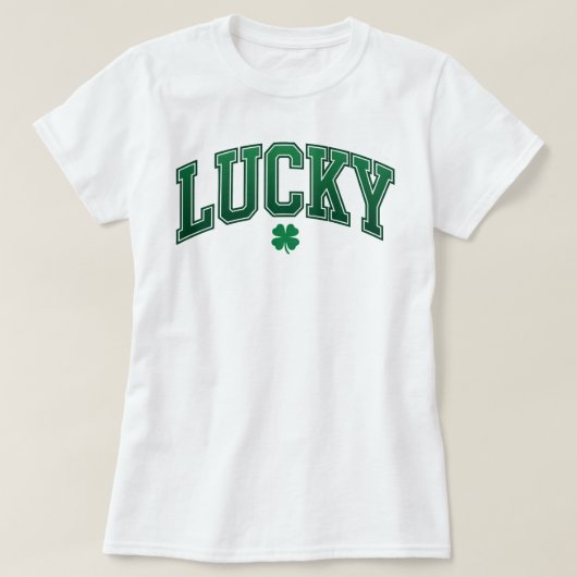 Lucky Shamrock Varsity | Retro St Patrick's Day Tシャツ (デザイン正面)