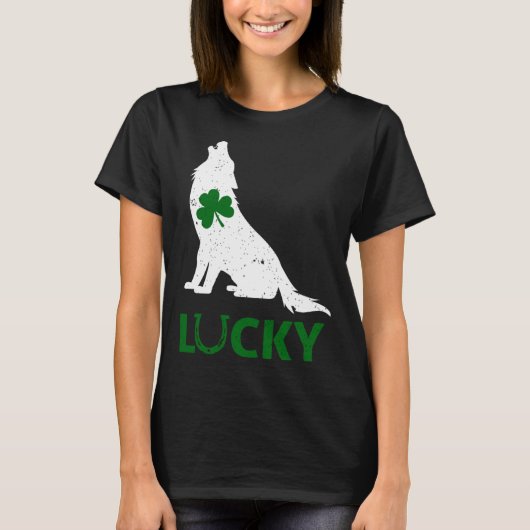 Lucky Shamrock Wolf  St Patrick s Day  Men Women Tシャツ (正面)