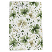Lucky Shamrocks Clovers St. Patrick’s Day ミディアムペーパーバッグ (正面)
