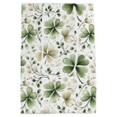 Lucky Shamrocks Clovers St. Patrick’s Day ミディアムペーパーバッグ (裏面)