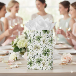 Lucky Shamrocks Clovers St. Patrick’s Day ミディアムペーパーバッグ