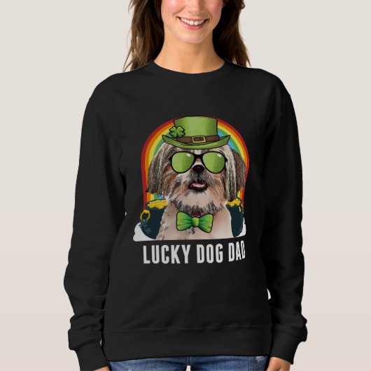 Lucky Shih Tzu Dog Dad St Patricks Day スウェットシャツ (正面)