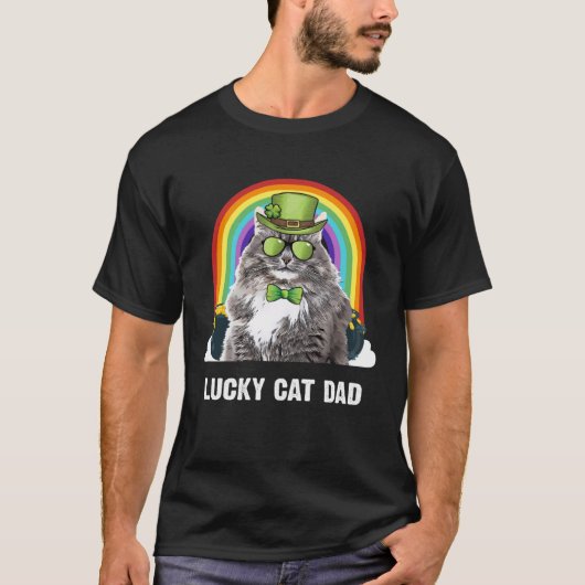 Lucky Siberian Cat Dad St Patricks Day Tシャツ (正面)