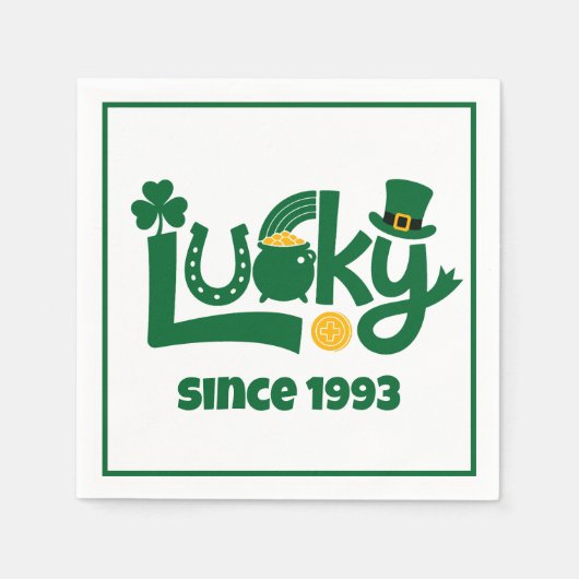 Lucky since Year スタンダードカクテルナプキン (正面)