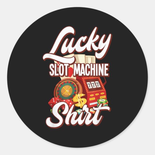 Lucky Slot Machine Casino Las Vegas Gambling ラウンドシール (正面)