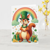 Lucky Squirrel Celebration Card カード (黄色い花)
