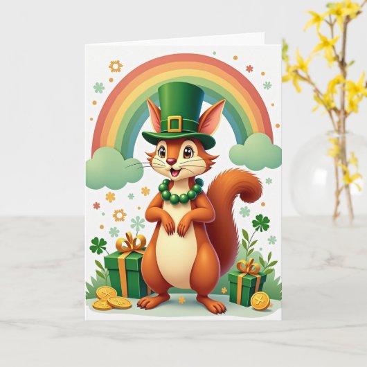 Lucky Squirrel Celebration Card カード (黄色い花)
