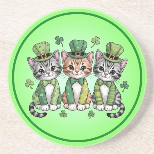 Lucky St. Patrick’s Day Kittens-47474 コースター (正面)