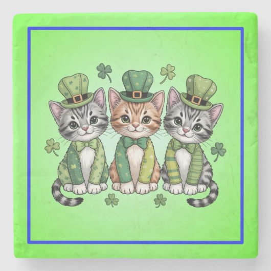 Lucky St. Patrick’s Day Kittens-47474 ストーンコースター (正面)
