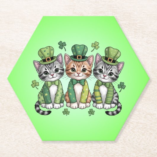 Lucky St. Patrick’s Day Kittens-47474 ペーパーコースター (正面)
