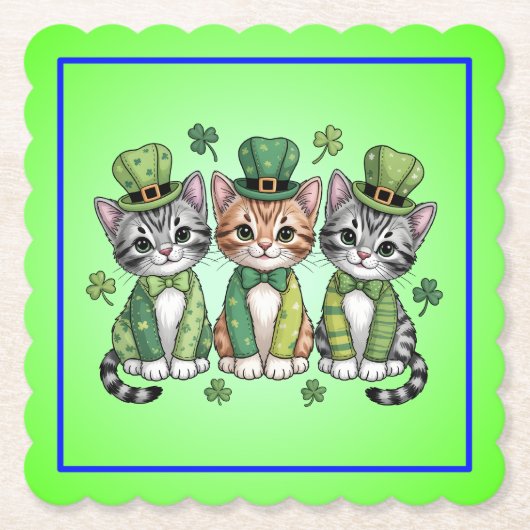 Lucky St. Patrick’s Day Kittens-47474 ペーパーコースター (正面)